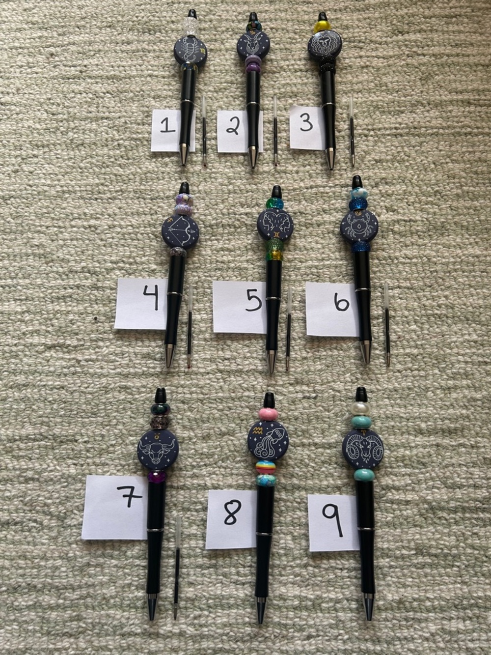 Price is for one pen! Black Decorative Zodiac Bead Pen